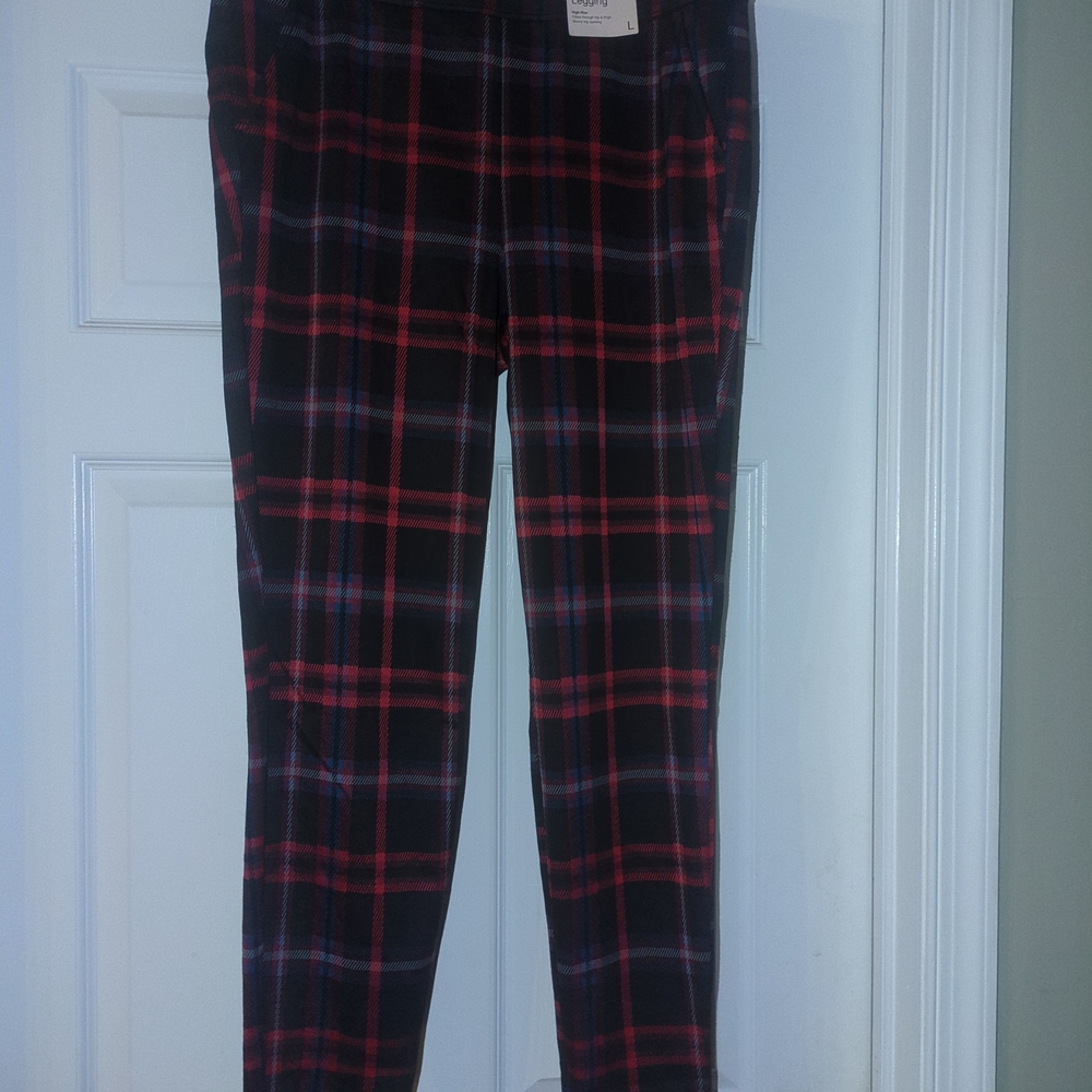 SO Plaid Red, Blue, and Black Pants Large